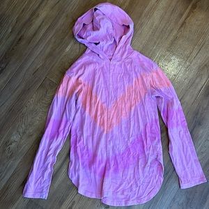 SO Girl Long Sleeve Tee Hoodie Size M(8) Tye Dye Pink/ Orange